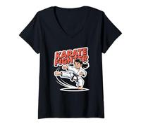 Femme Karaté Fighting Martial Arts Girl T-Shirt avec Col en V