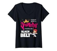 Femme Karaté Girl Forget Being A Princess I Wanna Be A Black Belt T-Shirt avec Col en V