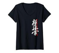 Femme Karaté Kyokushin Kyokushinkai Kanji Logo Gym Arts Martiaux T-Shirt avec Col en V