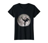 Femme Karaté Silhouette avec Lune - Arts Martiaux T-Shirt Graphique avec Valeur