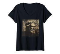 Femme Karl Marx comme Jésus-Christ, Le Communisme, Marx T-Shirt avec Col en V