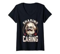 Femme Karl Marx Partager C'est Prendre Soin T-Shirt avec Col en V