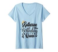 Femme Katherine The Birthday Queen Chemise d'anniversaire pour Femme T-Shirt avec Col en V