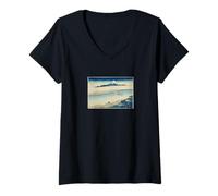 Femme Katsushika Hokusai, 36 Vues de Furaki, Bushu Tamagawa T-Shirt avec Col en V