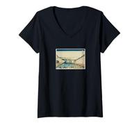 Femme Katsushika Hokusai, 36 Vues de Furaki, Edo Nihonbashi T-Shirt avec Col en V