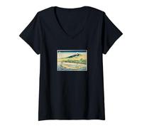 Femme Katsushika Hokusai, Trente-Six Vues de Fugaku T-Shirt avec Col en V
