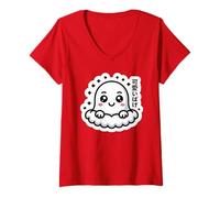 Femme Kawaii Anime Ghost - Obake Japonais T-Shirt avec Col en V