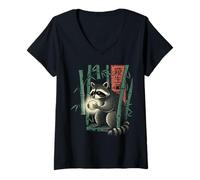 Femme Kawaii Anime Manga Otaku Samurai Japan Ramen Y2K Cyberpunk T-Shirt avec Col en V