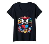 Femme Kawaii Arts Martiaux Dojo Champ Kick Ceintures T-Shirt avec Col en V