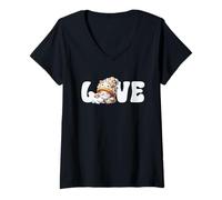 Femme Kawaii Cat Dad Gnome Graphic For Cat Mom Who Love Cats T-Shirt avec Col en V