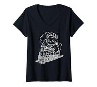 Femme Kawaii Cat Railroader Voie ferrée T-Shirt avec Col en V