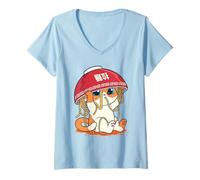 Femme Kawaii, fille mignonne de l'anime Cat Otaku, cadeau de T-Shirt avec Col en V