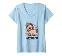 Femme Kawaii Hoby Cheval Gallop Smile Repeat Pony Love T-Shirt avec Col en V