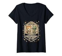 Femme Kawaii Je me Demande si Les Empanadas pensent à Moi Alien T-Shirt avec Col en V