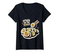 Femme Kawaii Kimbap Cuisine coréenne Foodie Voyage en Corée T-Shirt avec Col en V