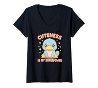 Femme Kawaii Platypus - La Mignonne est ma Superpuissance T-Shirt avec Col en V