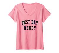 Femme Kawaii Test Day Ready Testing Teacher Brush History Science T-Shirt avec Col en V