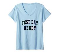 Femme Kawaii Test Day Ready Testing Teacher Brush History Science T-Shirt avec Col en V
