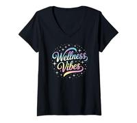 Femme Kawaii Wellness Vibes Entraînement Ninja Yoga OT Crew PTA T-Shirt avec Col en V