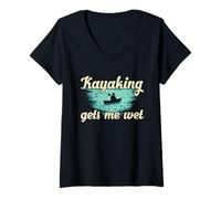 Femme Kayak Humour Wet Citation Funny Paddling Lake Graphic T-Shirt avec Col en V