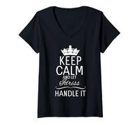 Femme Keep Calm and Let Idriss Handle It | Cadeau Amusant T-Shirt avec Col en V