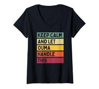 Femme Keep Calm And Let Ouma Handle This Funny Citation Retro T-Shirt avec Col en V