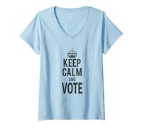 Femme Keep Calm and Vote Political Election T-Shirt avec Col en V