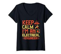 Femme Keep Calm I'm an Electrician Engineer Electrical Job Titles T-Shirt avec Col en V