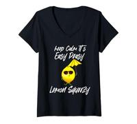 Femme Keep Calm It's Easy Peasy Citron Squeezy Funny Summer Cool T-Shirt avec Col en V