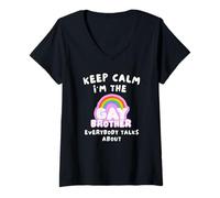 Femme Keep Calm Je suis Le Frère Gay Dont Tout Le Monde Parle T-Shirt avec Col en V
