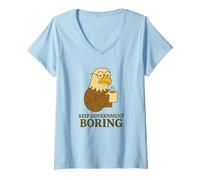 Femme Keep Government Boring Drôle Political Meme T-Shirt avec Col en V