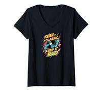 Femme Keep It Classic Rad Turntable Record Player Retro Music T-Shirt avec Col en V