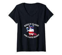 Femme Keep It Classy and a Little Trashy 4th of July Raton Laveur T-Shirt avec Col en V