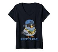 Femme Keep It Coo Pigeon Keep It Cool Amusant Pigeon Amoureux des Oiseaux T-Shirt avec Col en V