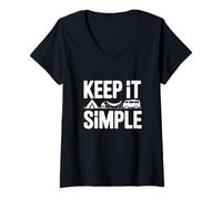 Femme Keep It Simple Feu de Camp Amoureux de la Nature Tente T-Shirt avec Col en V