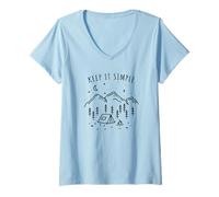 Femme Keep It Simple Feu de Camp Amoureux de la Nature Tente T-Shirt avec Col en V