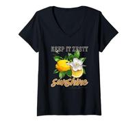 Femme Keep It Zesty Sunshine Club Citronnier T-Shirt avec Col en V