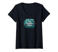 Femme Keep Oceans Wild Marine Life Conservation Ocean T-Shirt avec Col en V