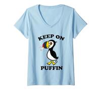 Femme Keep on Puffin Bird T-Shirt avec Col en V