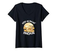 Femme Keep on Rollin' Pangolin Crâtres écailleuses pour Les Amateurs de Pangolin T-Shirt avec Col en V