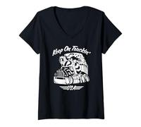 Femme Keep on Truck Big Rig USA Patriotique Cartoon T-Shirt avec Col en V