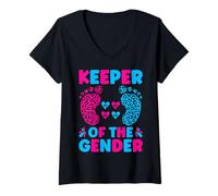 Femme Keeper of The Gender - Révéler l'annonce de bébé T-Shirt avec Col en V