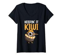 Femme Keepin It Kiwi Écharpe d'hiver Motif Kiwi T-Shirt avec Col en V