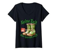 Femme Keine Zeit der Garten ruft Gartenarbeit Hobbygärtner Garten T-Shirt avec Col en V