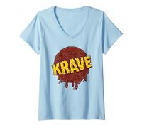 Femme Kellogg's Krave Céréales pour petit-déjeuner avec logo T-Shirt avec Col en V