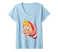 Femme Kellogg's Rice Krispies Céréales pour petit-déjeuner Motif visage craquelé rétro T-Shirt avec Col en V