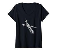 Femme Kemence Horon Musique Musique Classique Turque T-Shirt avec Col en V