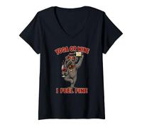 Femme Kerry Blue Terrier Yoga ou Wine I Feel Fine - DIGOR T-Shirt avec Col en V