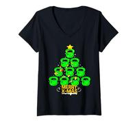 Femme Kettlebells drôles de Noël, Fitness, entraînement de Noël T-Shirt avec Col en V