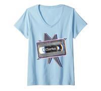 Femme Kevin Smith Clerks VHS Cassette Glitch Retro années 1990 Art Pop T-Shirt avec Col en V